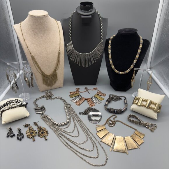 Vintage to Modern Silver & Gold Tone Lot Mixed Metals Jewelry - Picture 1 of 16